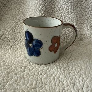 Vintage mcm Ceramic Floral Accent Pitcher in Blue and Brown